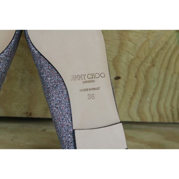 Jimmy Choo Romy Glitter Sliver Rainbow Pointed Flats Italy 36 NWOB - Picture 7 of 8